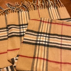Tan black & red plaid scarf